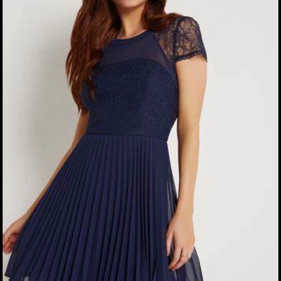 BcbGeneration Lace Front Cocktail Dress w/pleats 6 - Picture 2 of 9